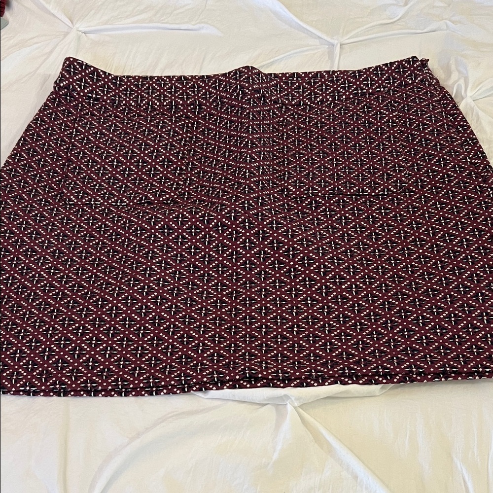 LOFT Burgundy Geometric Mini Skirt